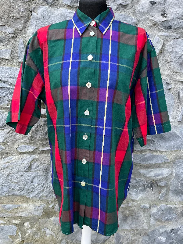 80s Red&green tartan shirt uk 14 Earthy Women's 