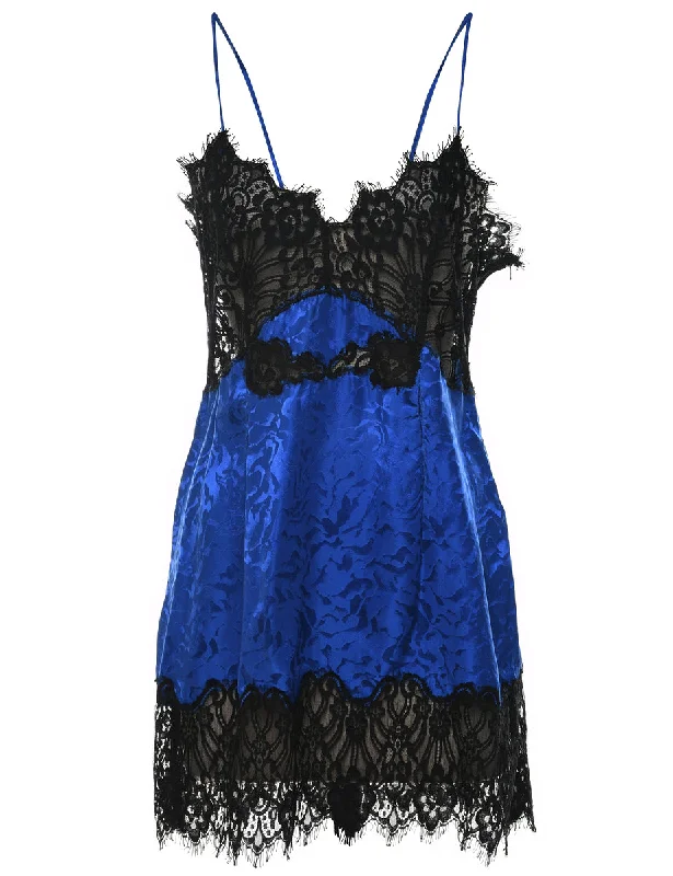Black & Blue Silky Lace Babydoll - S Sporty Women's Tennis
