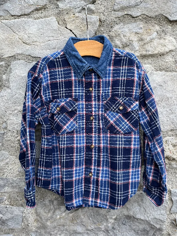 Y2K Navy&blue check shirt   2-3y (92-98cm) Feminine Women's Soft 