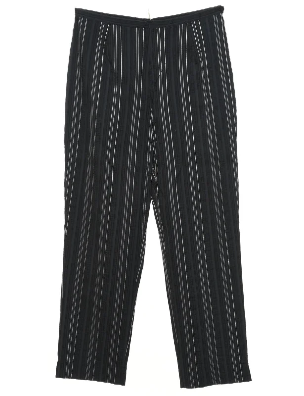 Black Pinstriped Trousers - W28 L26 Cool Women's Skate