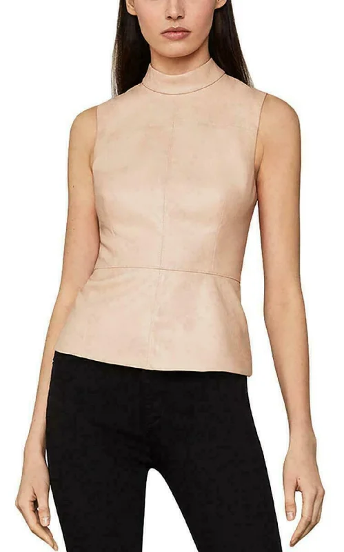 Faux Leather Peplum Top Cashmere