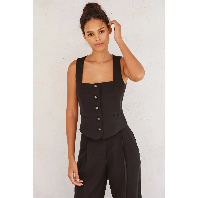 City Vibes Suit Vest: BLACK Casual Women's Loose - fitting