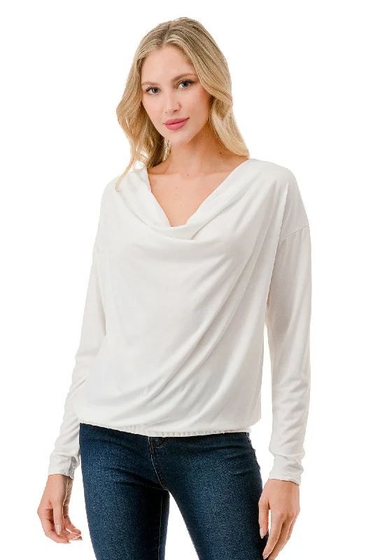 Cowl Neck Top White Contemporary 