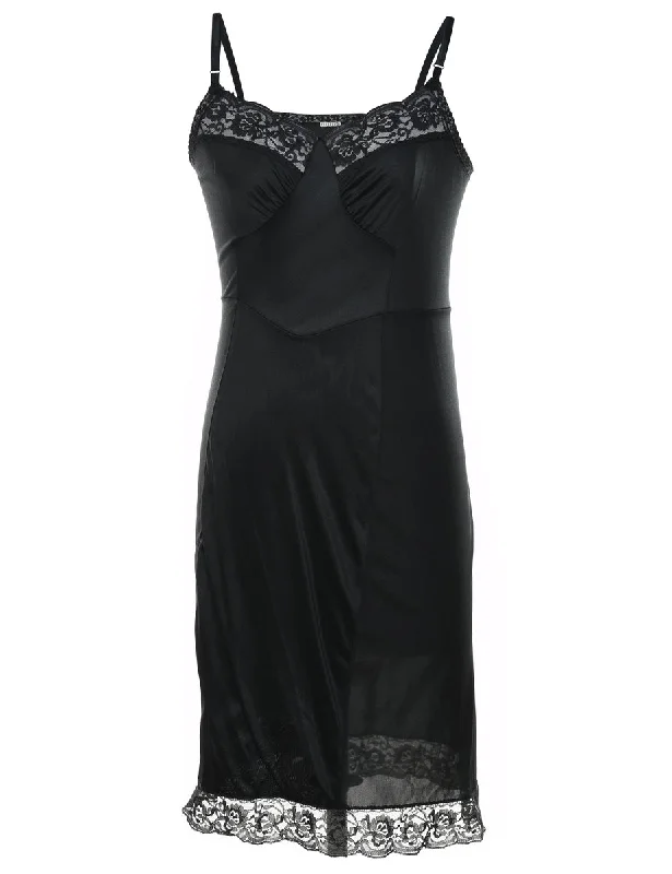 Black Classic Lace Slip Dress - XS European
