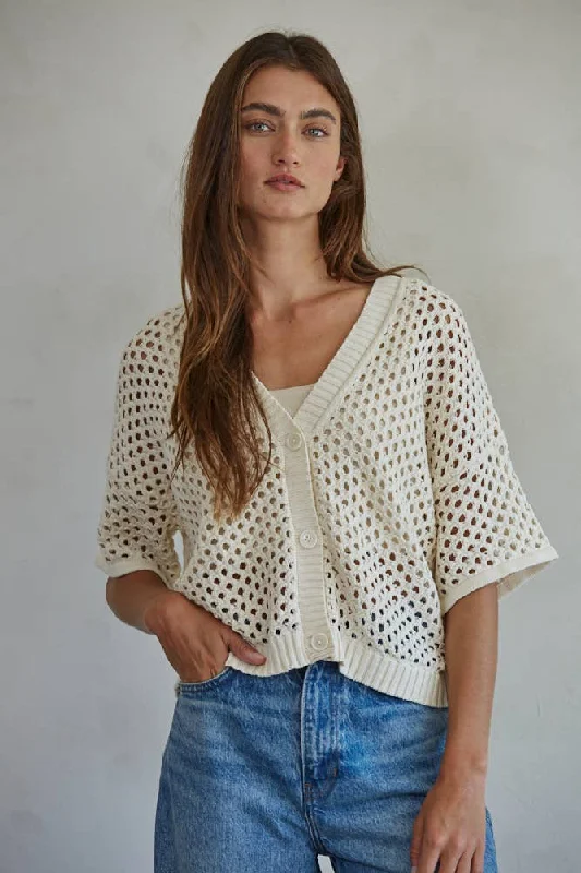 V-Neck Cardigan: Cream Hip Women's Urban