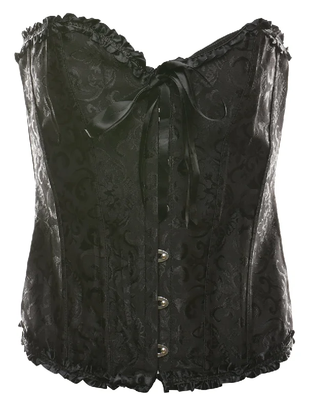 Jacquard Pattern Black Classic Corset - S Athletic Women's 