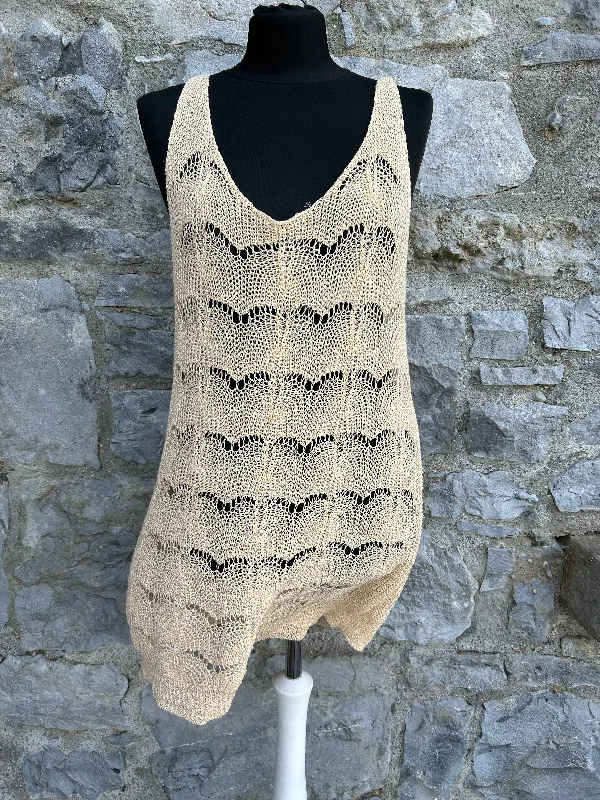Cream knitted tunic uk 12-14 Hip Women's Retro