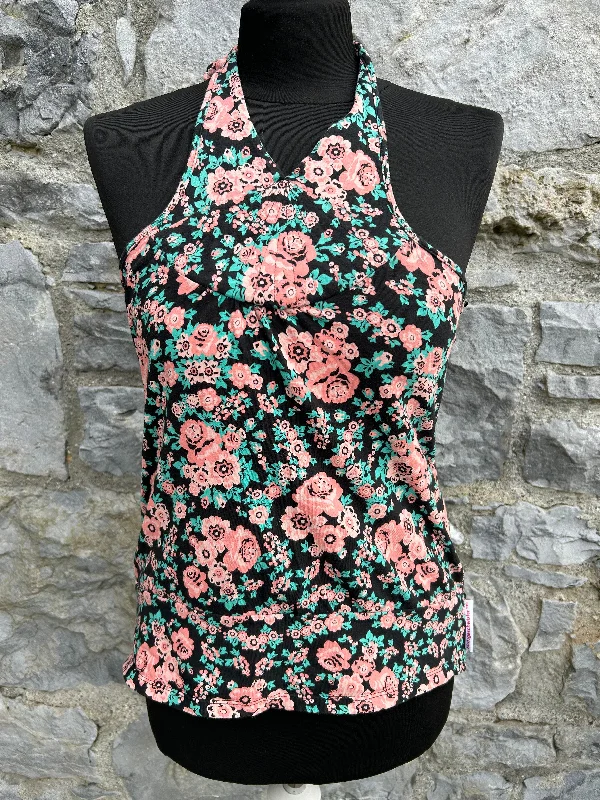 Pink flowers halter neck top uk 8 Artistic Women's Avant - 