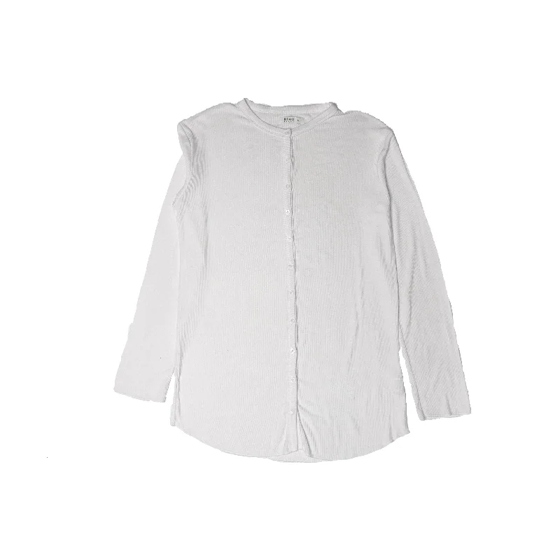 Blanc Button Ribbed Top Unique Women's Upcycled