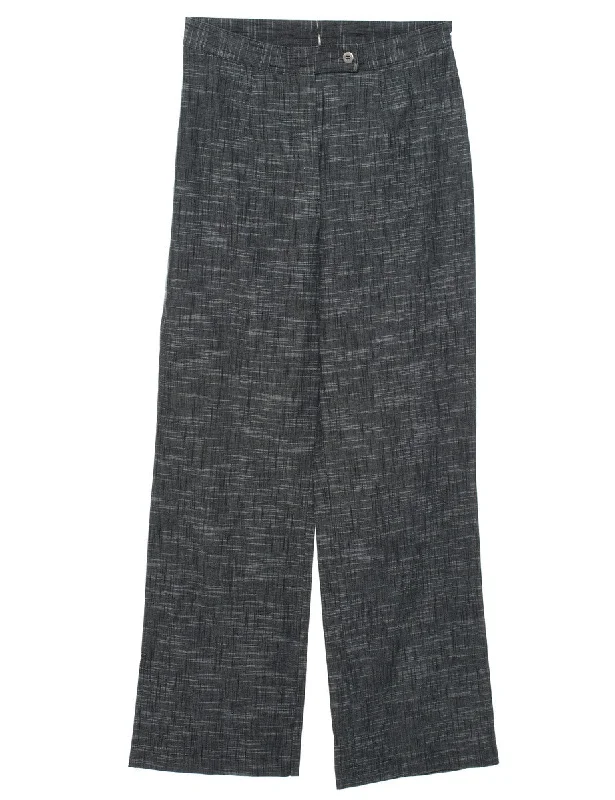 Black Checked Trousers - W26 L29 Sporty Women's Athleisure 